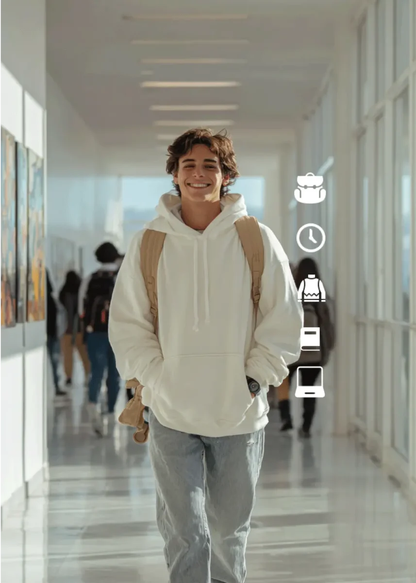 regreso a clases joven ingresa a su colegio