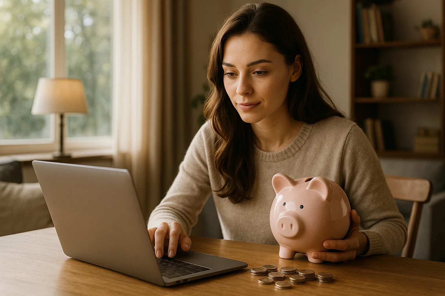 Mujer ahorrando dinero
