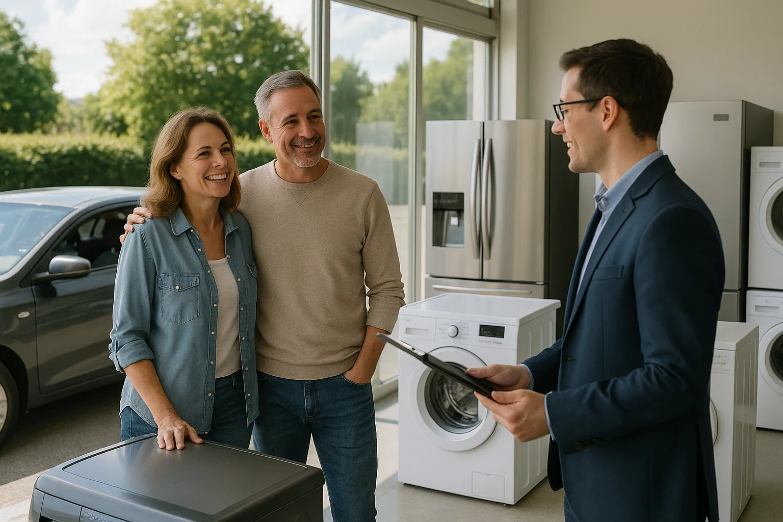 pareja comprando electrodomésticos con crédito