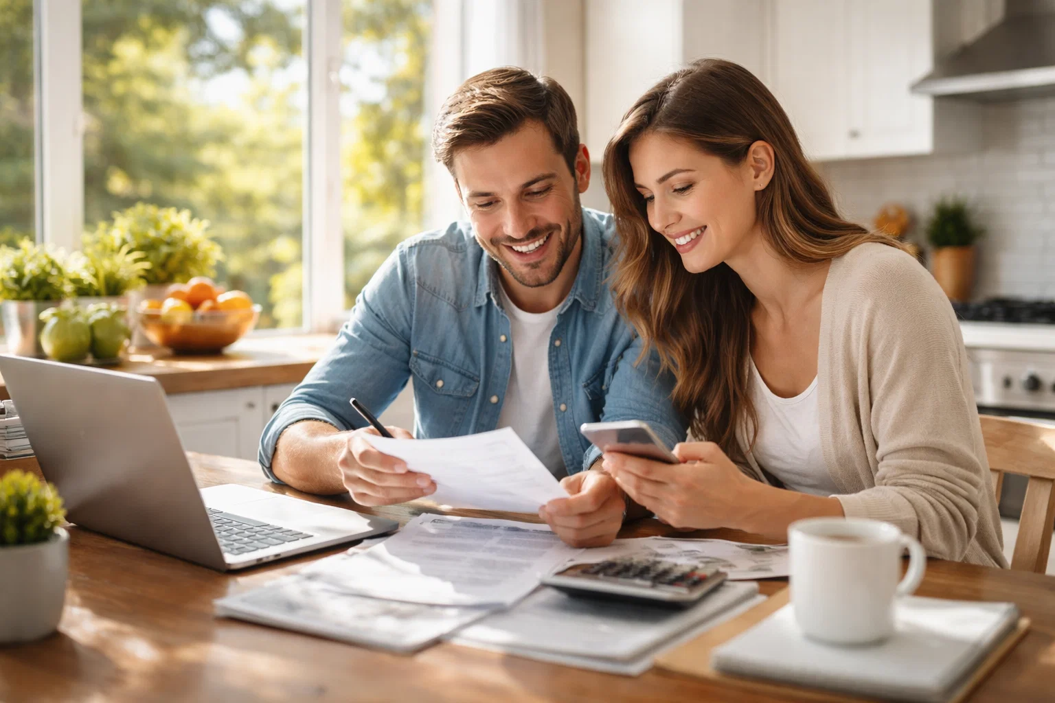dos personas analizan su deuda